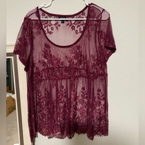 Elegant Lace Burgundy Top